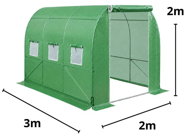 Zeleni UV tunel za povrće s prozorima 2x3 M 6M²
