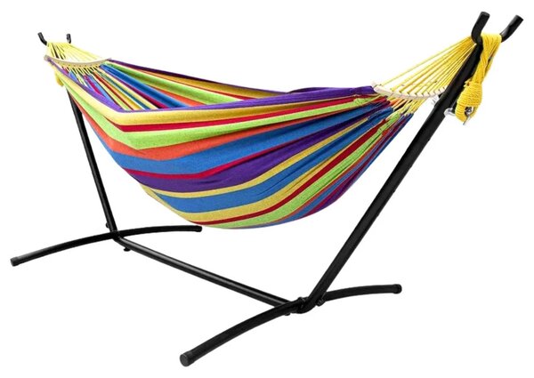 Vrtna viseća mreža s okvirom za 2 osobe, šarena, 200 × 120 cm