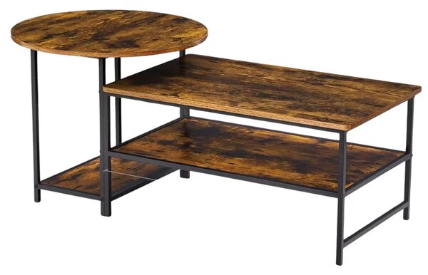 Set stolića za kavu vintage rustikalni 2-u-1, 123×60×51 cm