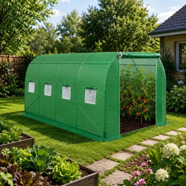Vrtni staklenik od folije za povrće s prozorima, zeleni UV, 4,5x2x2 M, 9M²