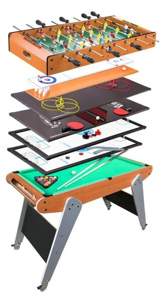 Mobilni stol za igru ​​8 u 1 za stolni nogomet, bilijar, kuglanje, hokej, stolni tenis, curling