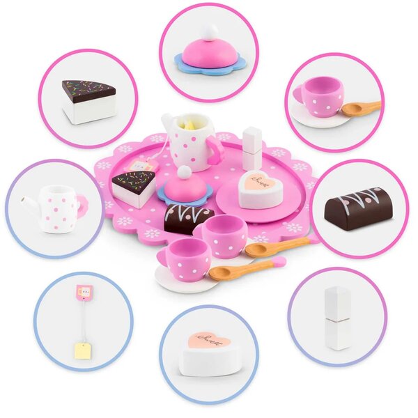 Drveni set za čaj Ricokids RK-869, 26,7 × 23,6 × 6,6 cm, crvena