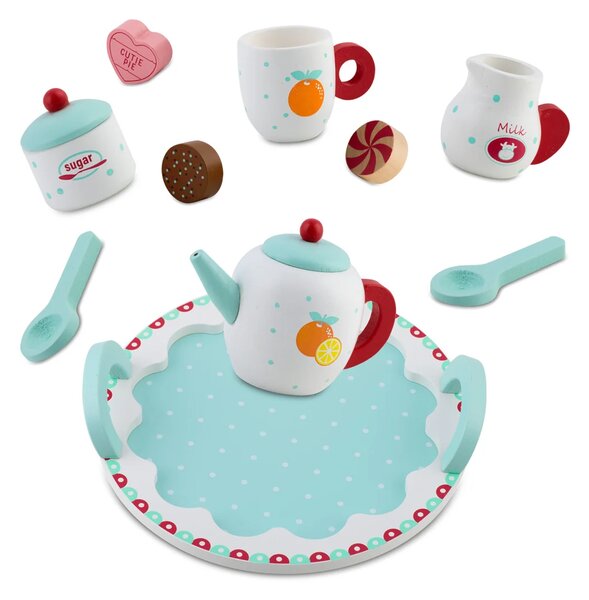Drveni set za čaj Ricokids RK-869, 26,7 × 23,6 × 6,6 cm, siva