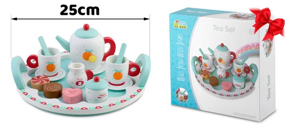 Drveni set za čaj Ricokids RK-869, 26,7 × 23,6 × 6,6 cm, siva