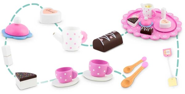 Drveni set za čaj Ricokids RK-869, 26,7 × 23,6 × 6,6 cm, crvena