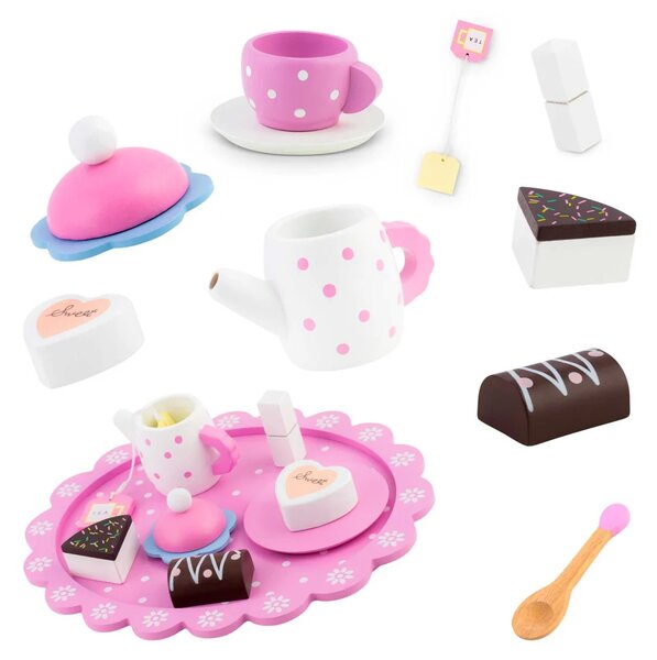 Drveni set za čaj Ricokids RK-869, 26,7 × 23,6 × 6,6 cm, crvena