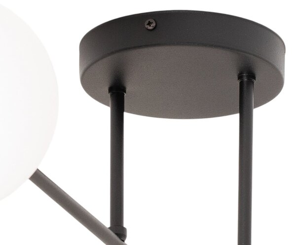 EMIBIG LIGHTING Staklena stropna svjetiljka, crna/opal, 75 x cm, s četiri sjenila, prigušiva, Crno, Dnevni boravak/blagovaonica, Staklo