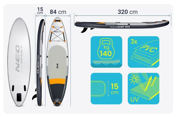 SUP daska Aquasurf 320 × 84 × 15 cm Neo-Sport 170211