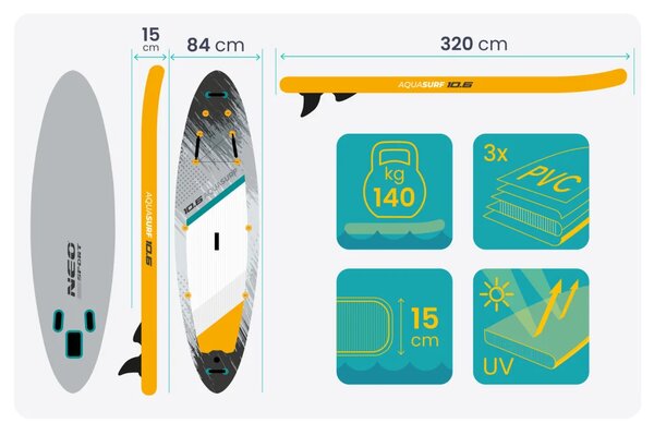 SUP daska Aquasurf 320 × 84 × 15 cm Neo-Sport 170205