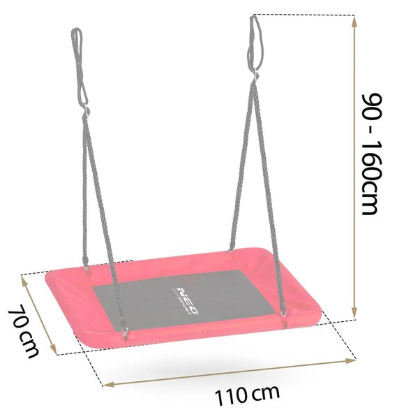 Dječja pravokutna ljuljačka Neo-Sport Swingo ptičje gnijezdo 110 × 70 cm, crvena