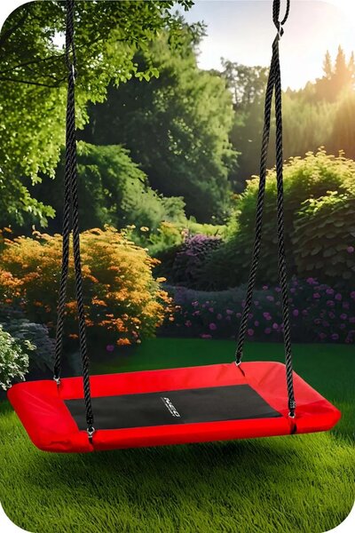 Dječja pravokutna ljuljačka Neo-Sport Swingo ptičje gnijezdo 110 × 70 cm, crvena
