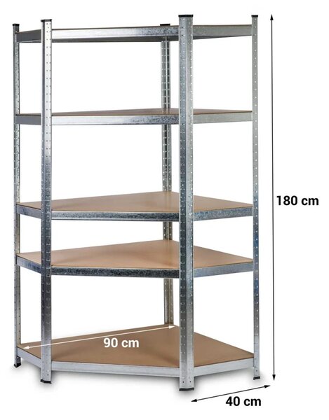 Kutna samostojeća polica Humberg HR-817, 180 × 90 × 40 cm