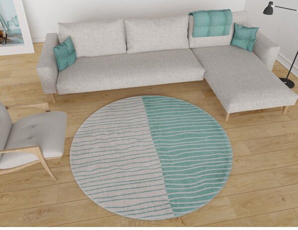 Krem/tirkizni perivi okrugli tepih ø 80 cm Yuvarlak – Vitaus