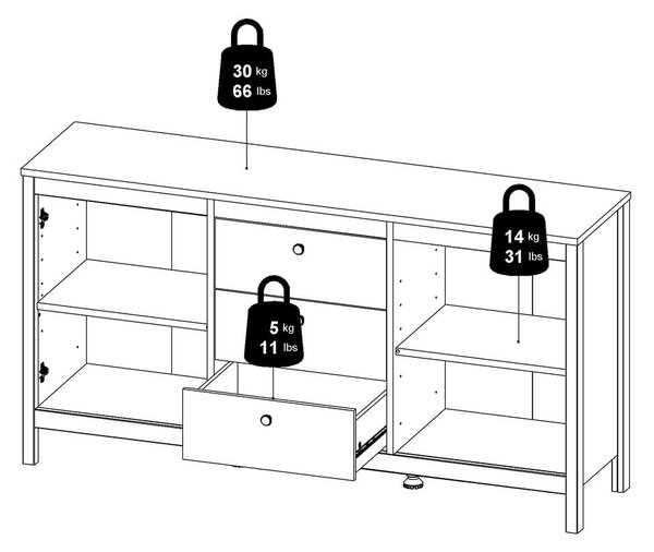 Crna niska komoda 152x80 cm Madrid – Tvilum
