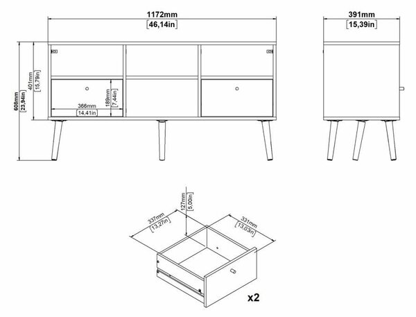 Bijela TV komoda 117x61 cm Bodo – Tvilum