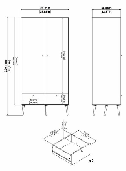 Bijeli ormar 99x200 cm Bodo – Tvilum