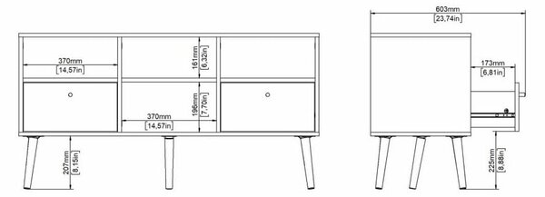 Bijela TV komoda 117x61 cm Bodo – Tvilum