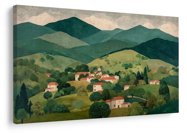 Slika seoski krajolik u dolini