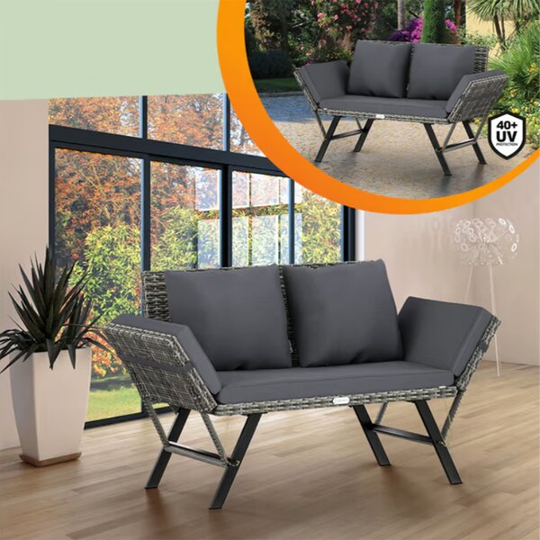 Vrtna klupa 2u1 od poliratana 176 × 56 × 81 cm crna / krem