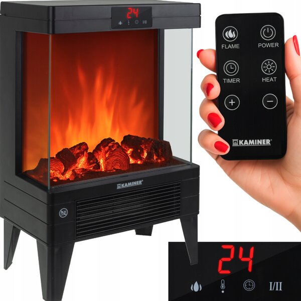 Električni kamin KAMINER EMBEGO 2000W - samostojeći kamin s ventilatorom i 3D efektom vatre
