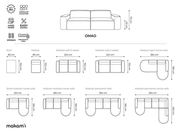 Krem sofa od šenila 244 cm Omao – Makamii