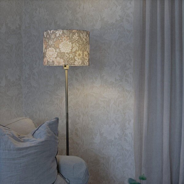 PR Home Podna lampa Amy, Dahlia zelena/zlatna, visina 150 cm, tekstil, E27, Zlato / mjed, Dnevni boravak/blagovaonica, Tkanina / tekstil