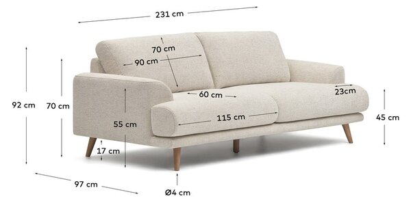 Bež kauč 231 cm Karin - Kave Home