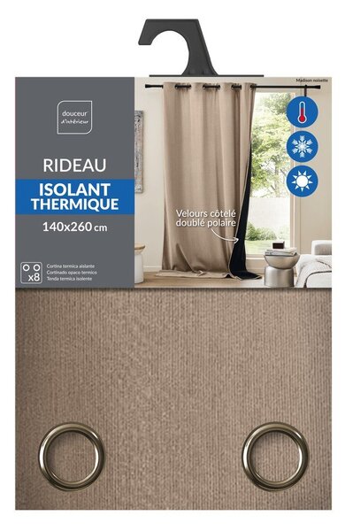 Smeđa termo izolacijska zavjesa od samta 140x260 cm Madison – douceur d'intérieur