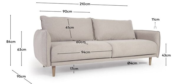 Bež kauč 210 cm Carlota - Kave Home
