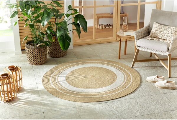 Okrugli vanjski tepih u prirodnoj boji ø 150 cm - NORTHRUGS