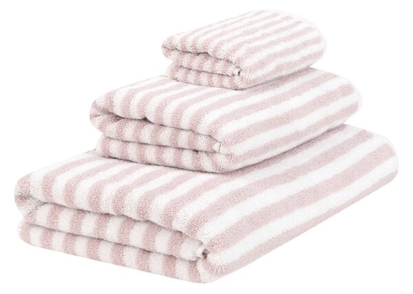 Set od 3 bijelo-ružičasta pamučna ručnika, Viola