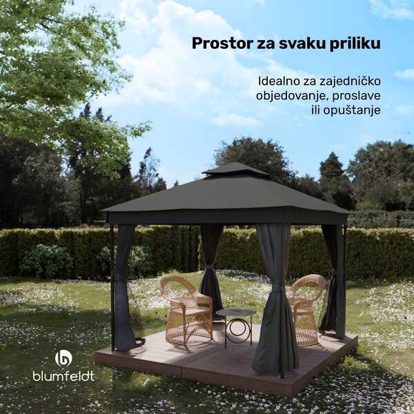 Blumfeldt Sjenica Mondo Dual 3x3 s dvostrukom nadstrešnicom i mrežom protiv insekata
