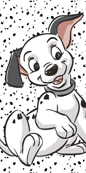 Crno-bijeli pamučan dječji ručnik 70x140 cm 101 Dalmatians "Lucky" – Jerry Fabrics