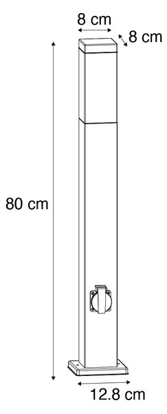 Vanjska svjetiljka tamno siva 80 cm s utičnicom IP44 - Malios