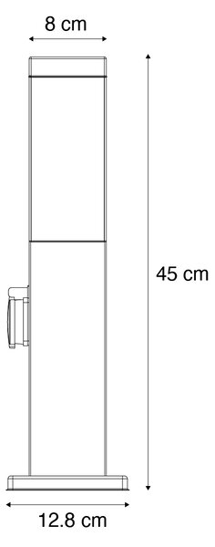 Vanjska svjetiljka tamno siva 45 cm s utičnicom IP44 - Malios