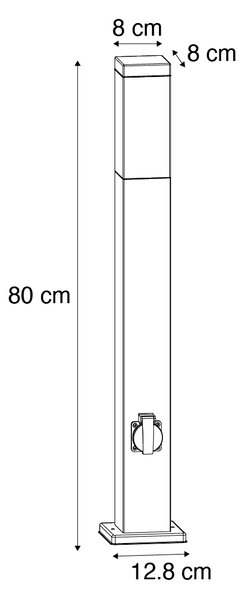 Vanjska svjetiljka čelik 80 cm s utičnicom IP44 - Malios