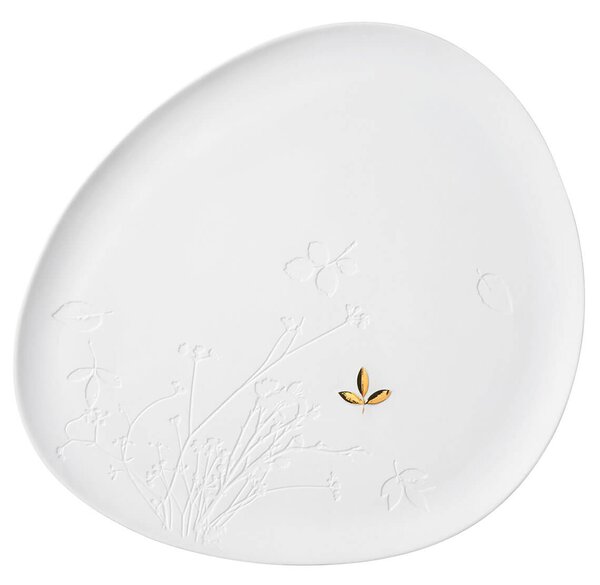 Bijeli porculanski tanjur GOLD LEAF, veliki