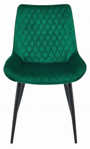 PROMOCIJA Tamnozelena baršunasta stolica VERDO s crnim nogama II. kvaliteta