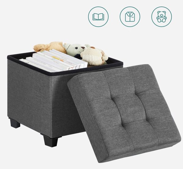 Sklopivi tabure s prostorom za odlaganje OSCAR 38x38 cm, sivi
