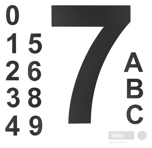 Kućni brojevi i slova crni inox <span>za montažu na zid </span> Broj 7