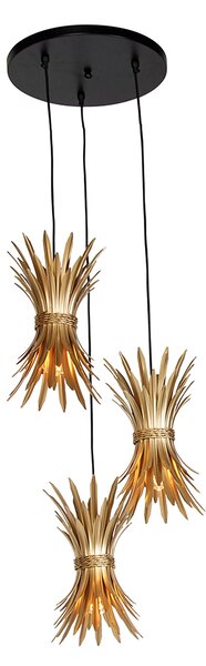 Art Deco viseća lampa zlatna 3 svjetla - Wesley