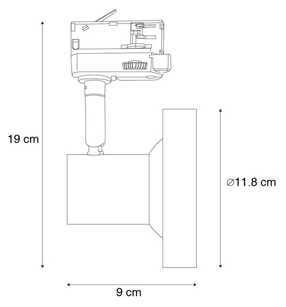 Moderno reflektorsko svjetlo na nizu crno za trofazni niz GU10 111 mm - 3-fazni Jeany