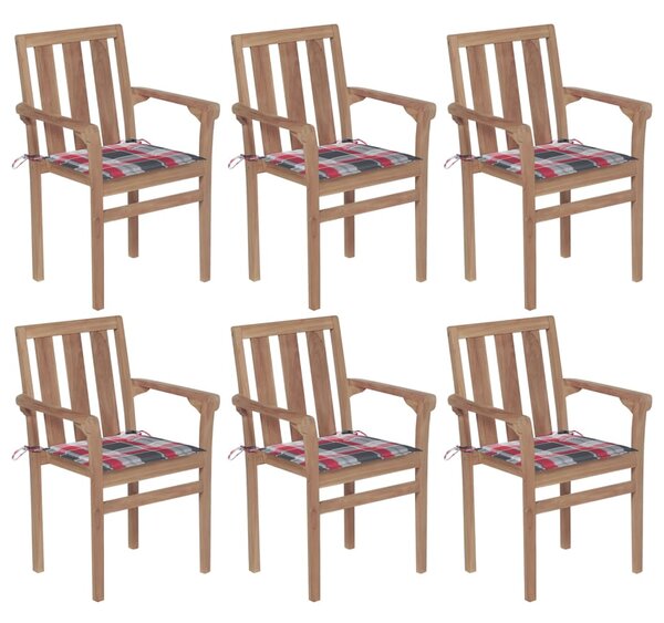 VidaXL Složive vrtne stolice s jastucima 6 kom od masivne tikovine