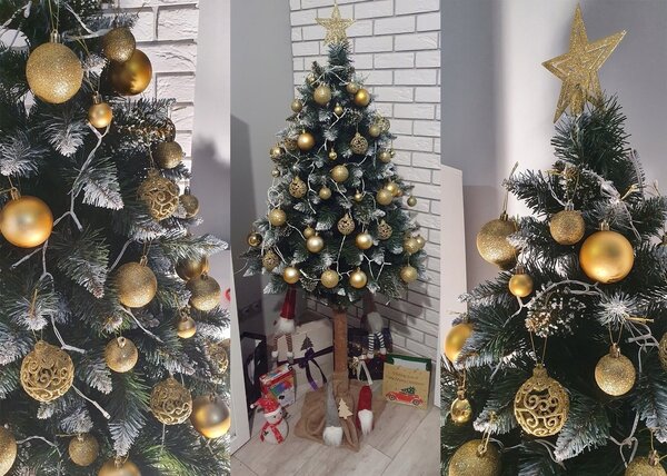 Set zlatnih božićnih kuglica 100 komada + zvijezda