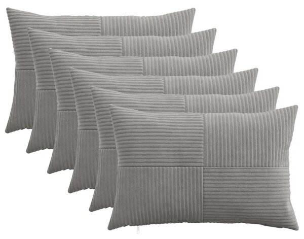 Presvlaka za jastuk 6 pcs ALMELO Svjetlosiva 40 x 60 cm Kord - Svjetlosiva 40 x 60 cm 6