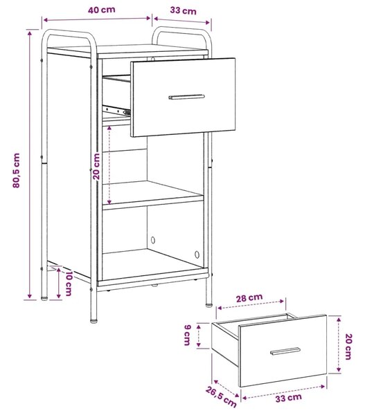 Kreveta Dimljeni hrast 97 x 33 x 81 cm Konstruirano drvo - Dimljeni hrast s 2 police 73 x 33 x 81 cm