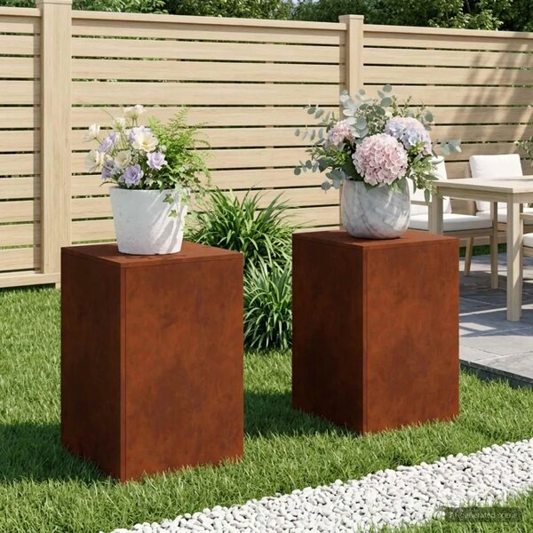 Stalak za biljke 2 pcs Rđa 40 x 40 x 60 cm Otporni čelik - Otporni čelik 2x (40 x 40 x 60 cm)
