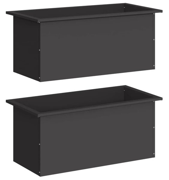 Vrtna posuda za sadnju s LED svjetlom 2 kom. Crna - Crna 40 x 80 x 40 cm 2