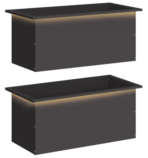 Vrtna posuda za sadnju s LED svjetlom 2 kom. Crna - Crna 40 x 80 x 40 cm 2