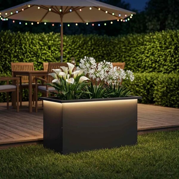 Vrtna posuda za sadnju s LED svjetlom Crna 40 x 80 x 40 cm - Crna 40 x 80 x 40 cm 1